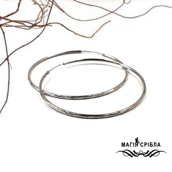 Сережки -кола (конго) з діамантовою насічкою, діаметр 6,5см
